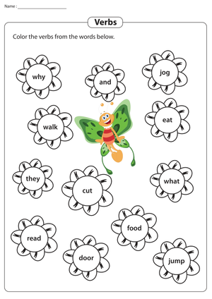 Grade 1 Verb Identification — Printable No-Prep Worksheet