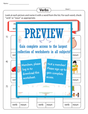 Essential Noun or Verb? Worksheet | Grades 1-3 ELA