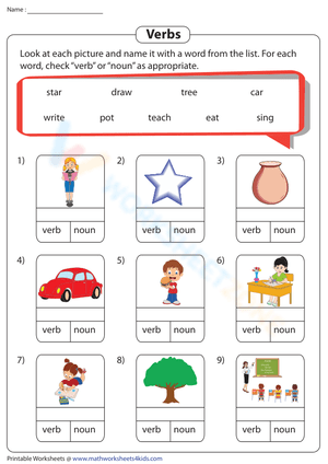 Essential Noun or Verb? Worksheet | Grades 1-3 ELA