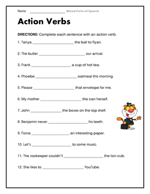 Essential Action Verbs Worksheet | Grade 3-5 Grammar