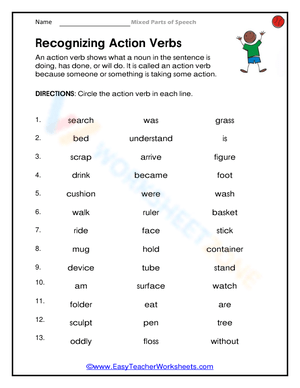 Recognizing Action Verbs in Sentences