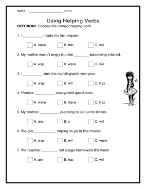 Essential Helping Verbs Worksheet | Grade 2 Grammar