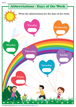 Abbreviate the Days of the Week