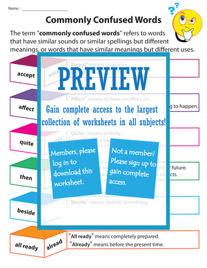 Commonly Confused Words Chart