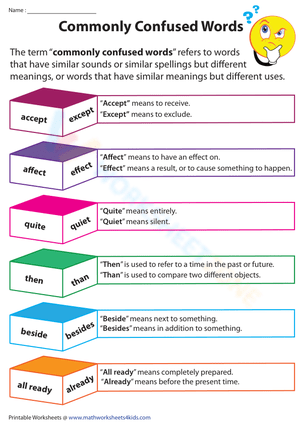 Commonly Confused Words Chart