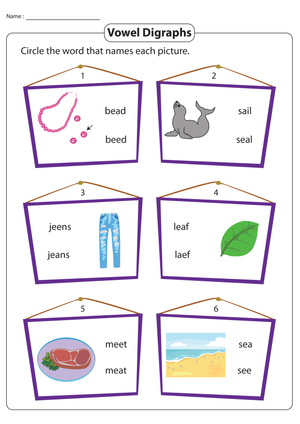 Printable Vowel Digraph ea Worksheet | Grade 1 Phonics