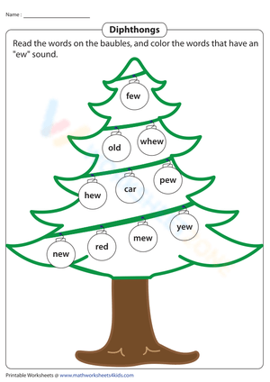 Coloring 'ew' Diphthongs Worksheet