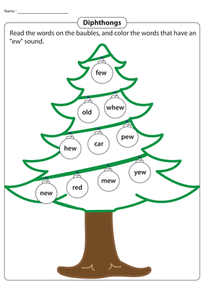 Coloring 'ew' Diphthongs Worksheet