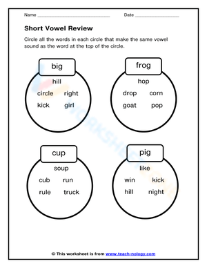 Grade 1 Short Vowel Review — Essential Phonics Worksheet
