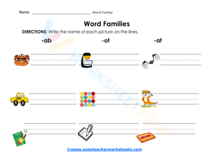 Grade 1 Word Families — Printable No-Prep Worksheet