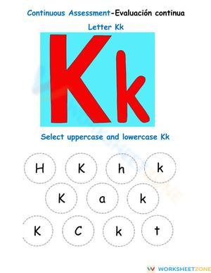 RF.K.1.D Worksheet: Letter Kk - Essential K ELA Aligned