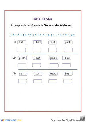 ABC Order – Alphabetical Word Sorting