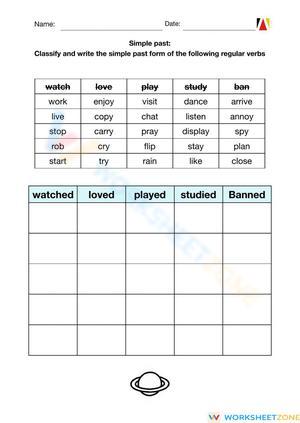 Grade 5-7 Simple Past Verbs — Printable No-Prep Worksheet