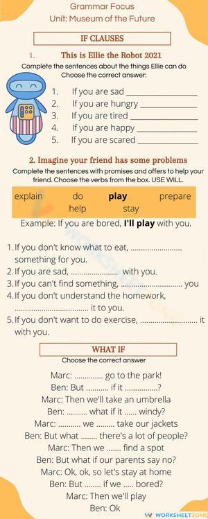Essential Grade 6 If Clauses & Will Grammar Worksheet