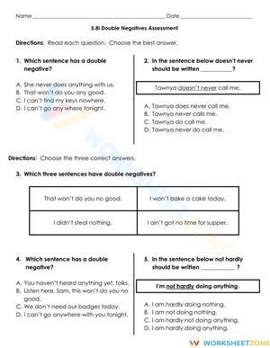 Double negative quiz