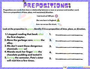 Essential Prepositions Worksheet | Grade 4-6 ELA Aligned