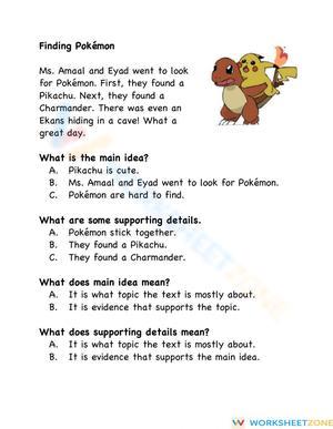 Main Idea & Details: Finding Pokemon