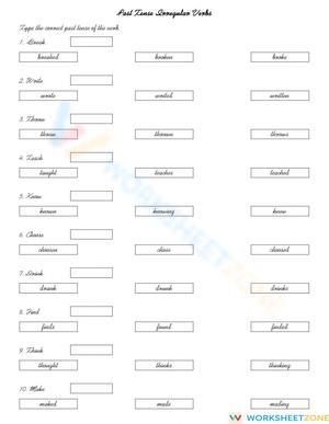 Grade 5-8 Irregular Verbs — Printable No-Prep Worksheet