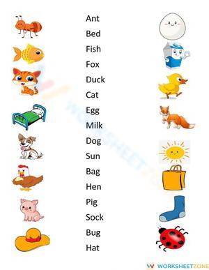 Short vowel sounds matching