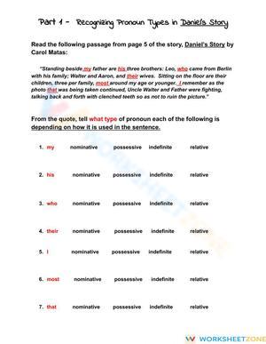 Essential Pronoun Types Worksheet | Grade 6-10 ELA