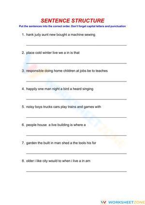 Scrambled Sentence Structure and Punctuation Practice