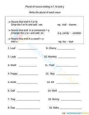 Grade 3 Plural Nouns — Printable No-Prep Worksheet