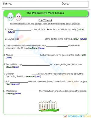 Past and Future Progressive Verb Tenses