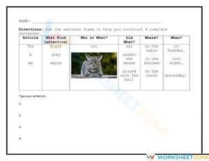 Printable Cat Sentence Frames & Writing Prompts | Grade 3