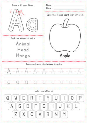 Grade K Letter A — Printable No-Prep Worksheet