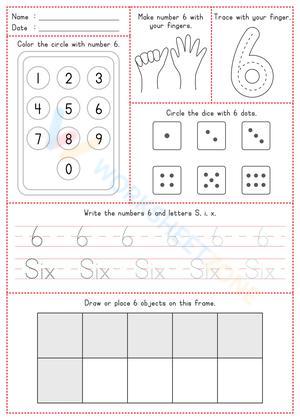 Preschool Worksheet: Practice Number 6