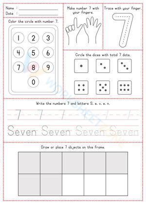 Number 7 Tracing and Counting Worksheet 