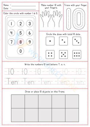 Interactive Number 10 Worksheet for Early Math