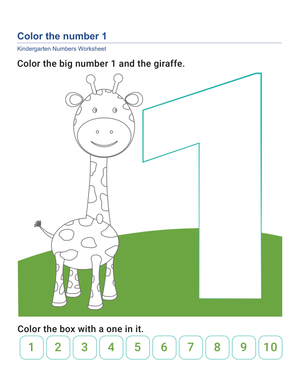 Giraffe & Number 1 Coloring Fun
