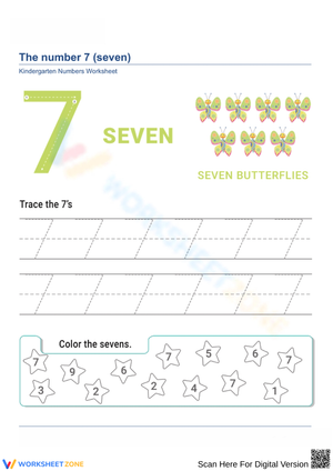 Number 7 Tracing and Counting Worksheet