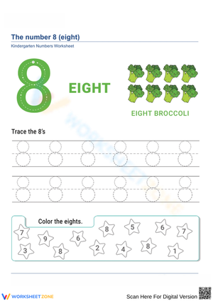 Tracing and Counting Activity with Number 8 and Broccoli