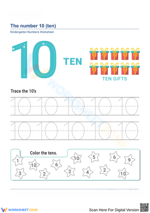 Fun with Number 10: Trace, Count, and Color for Kindergarten

