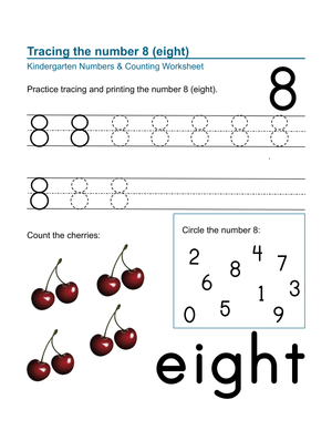 Tracing and Writing the Number 8 Practice Sheet