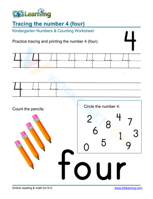 Practice Tracing And Printing The Number Four