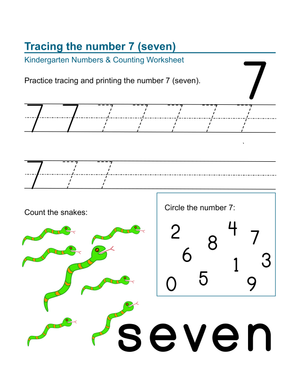 Number 7 Tracing Worksheet – Count and Identify