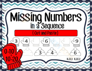 Fill the Missing Numbers: 1-20 Cut and Paste Activity