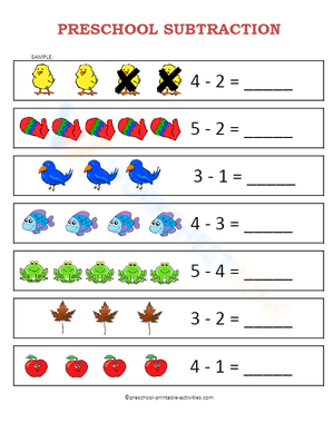 Preschool Subtraction: 1-Digit Subtraction with Objects