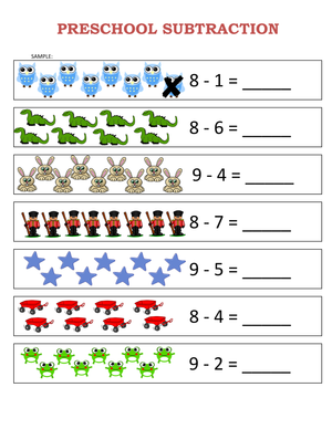 Object Subtraction: 1-Digit Subtraction Practice
