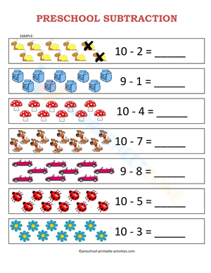 Basic Subtraction: 1-Digit Subtraction with Objects