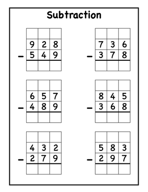 Digit Subtraction: 2-4 Digit Subtraction Practice