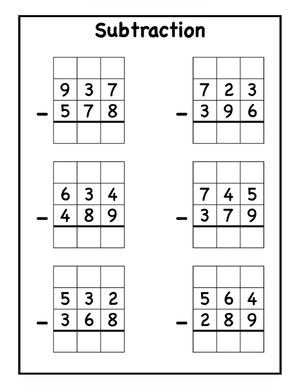 Subtraction Practice: Worksheet for 2-4 Digits