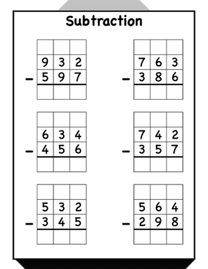 Subtraction Drill: 2-4 Digit Math Practice