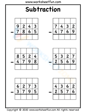 Subtraction Practice: 2-4 Digit Workout
