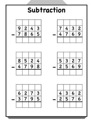 Subtraction Practice: 2-4 Digit Workout