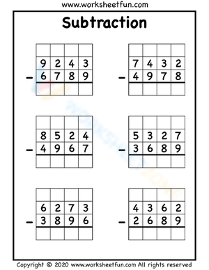Complex Subtraction: 2-4 Digit Problem Set
