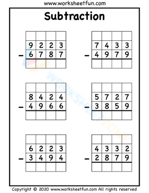 Subtraction Worksheet: 2-4 Digit Math Practice